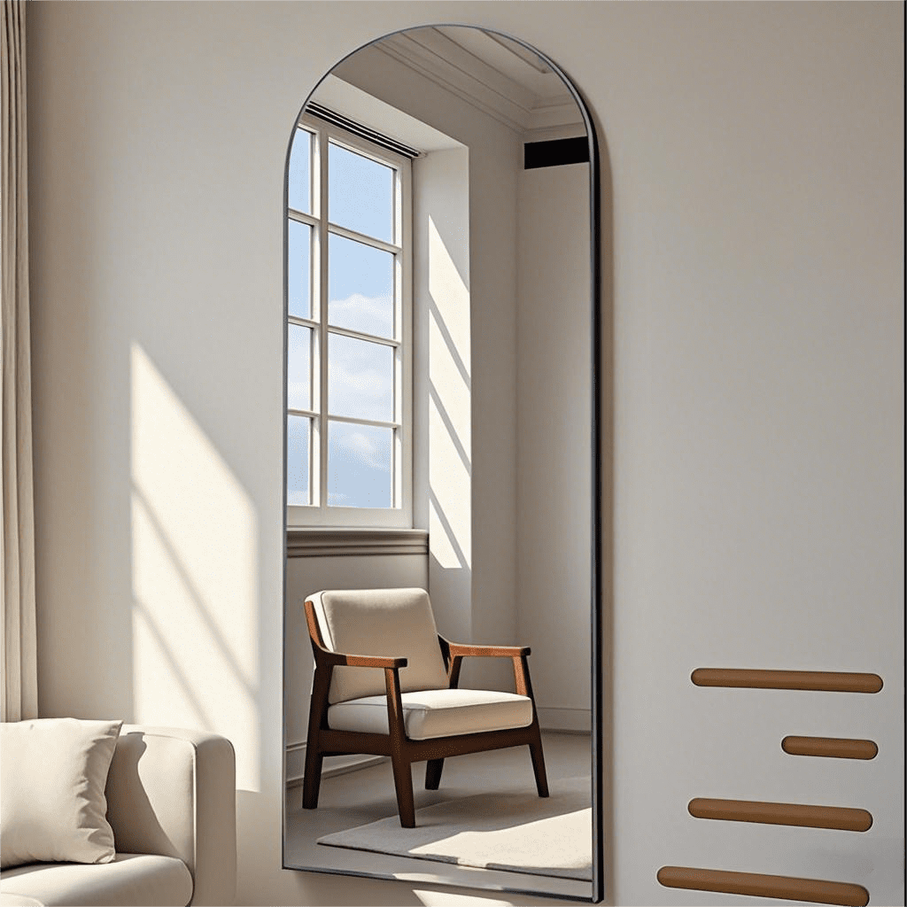 Anyrose 68"x22" Arched Full Length Mirror Aluminum Alloy Frame Floor Mirror,Black