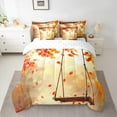 thumbnail image 2 of Feelyou Fall Autumn Adult Bedding Comforter Set 7pcs, Orange Maple Leaf King Bedding Sets, Happy Harvest Bed Sheets, Microfiber Bedroom Decor, 2 of 7