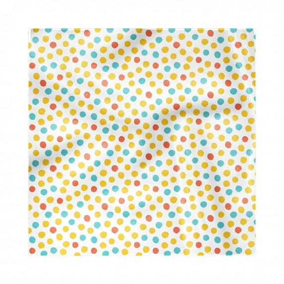 Polka Dot Decorative Napkins Set of 4, Colorful Brush Ink Art Inspired Smudged Polka Dots Pattern on White Background, Silky Satin Fabric for Brunch Dinner Party, 18", Multicolor, by Ambesonne