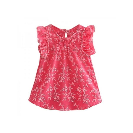 

Maraso Baby Girls Summer Casual Flower Print Ruffled Sleeve Dress