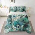 thumbnail image 2 of Manfei Peacock Feather 7pcs Bedding Comforter Set,Abstract Art Queen Bedding Sets,Green Blue Queen Sheet Sets For Girl,Microfiber Bedroom Decor Reversible, 2 of 8