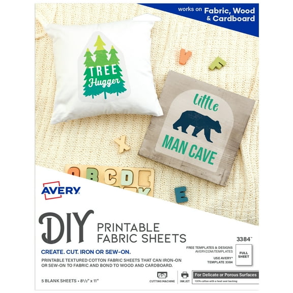 Avery Printable Fabric Sheets, 8.5" x 11", 5 Sheets (3384)