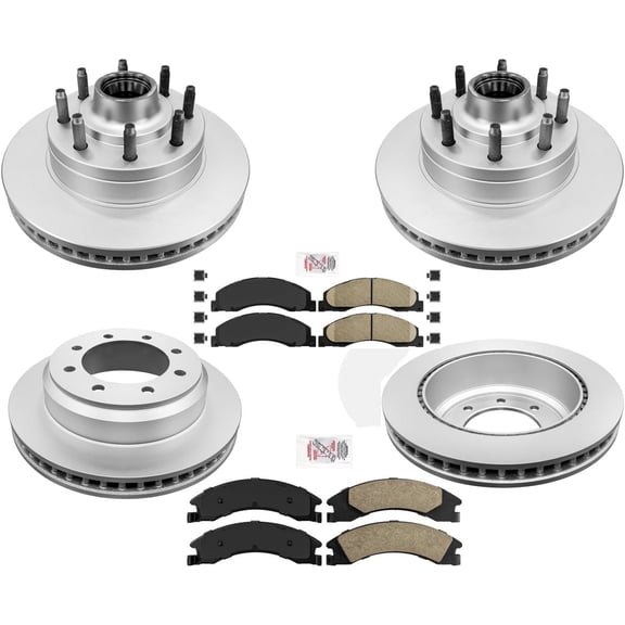 Front & Rear Brake Rotors & Ceramic Pads For 08-2014 Ford E150 E150 E250 E-250