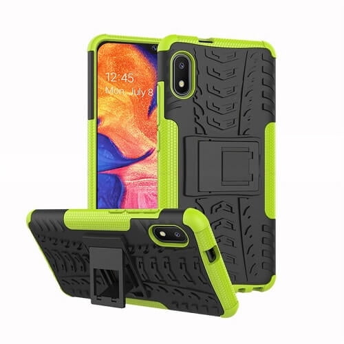 Samsung Galaxy A10e Étui Vert Antichoc Robuste Résistant avec Béquille Étui de Protection Robuste