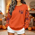 thumbnail image 5 of Women Halloween Floral Graphic Sweatshirt JIANLAI Crew Neck Long Sleeve Moon Rose Leaf Print Pullover Casual Autumn Fall Holiday Tops, 5 of 7