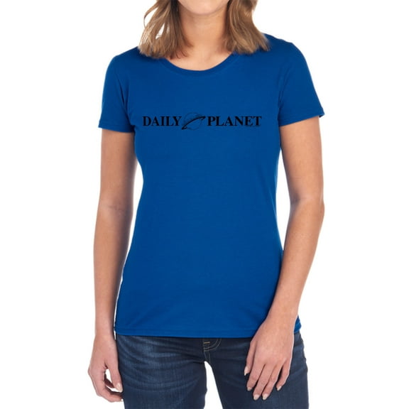 Superman Daily Planet Logo Women's T Shirt, Royal, Large