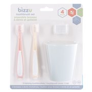 Bizzu Baby Training Toothbrush Set with Rinse Cup, Soft Bristles for Toddlers and Kids, 4 Count