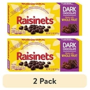(2 pack) Raisinets, Dark Chocolate Covered California Raisins, Movie Theater Candy Box, 3.1 oz each, Bulk 15 Pack