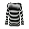 thumbnail image 3 of Youmylove Women Maternity Regular Stripe Hem Tee Shirt Casual Long Sleeve O-Neck Basic Nursed T-Shirt Top Belt Breastfeeding Ladies Stylish Pregnant Clothes, 3 of 6