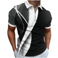 thumbnail image 2 of Odbmxy Short Sleeve Polo for Men Graphic Mens Shirts Vintage Regular Casual Half Zip-Up Pull-On Shirts,Black XL, 2 of 5