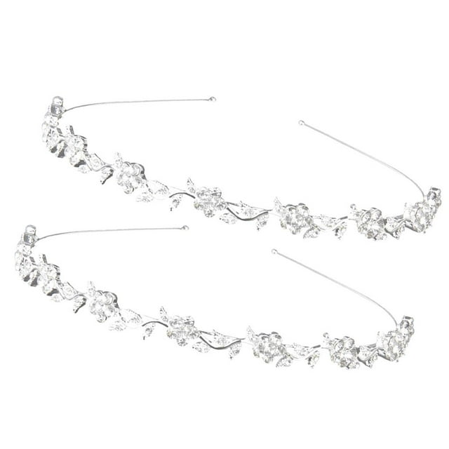 Paquete De Imitación De Flores Y Hojas Nupciales Diadema De Cristal Tiara - Cristales - Plata