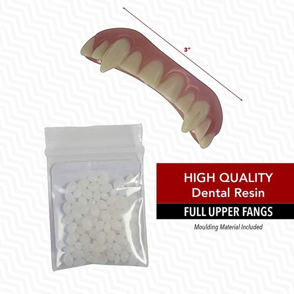 Vampire Teeth By Bloody Mary - Fake Fangs Ideal For Halloween Costumes & Theatrical Performances - Reusable With Permanent Molding Material - Special Effects Realistic Pointy Teeth