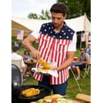 thumbnail image 6 of Men's Denim American Flag Retro Vest Stretch Sleeveless Jean Shirt Collar Slim Fit Lightweight(Red White and Blue,L), 6 of 11