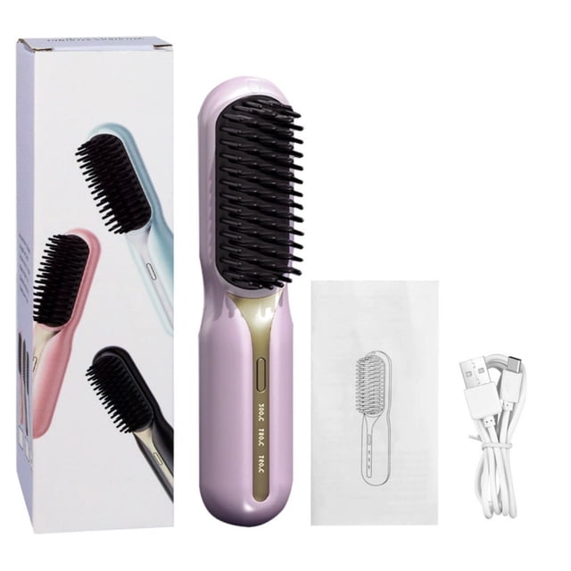 BotaniNest Cordless Straight Hair Brush Portable Three Speed Adjustable Straight Hair Brush Charging Heating Short Hair All Types Travel Friendly Daily Styling.