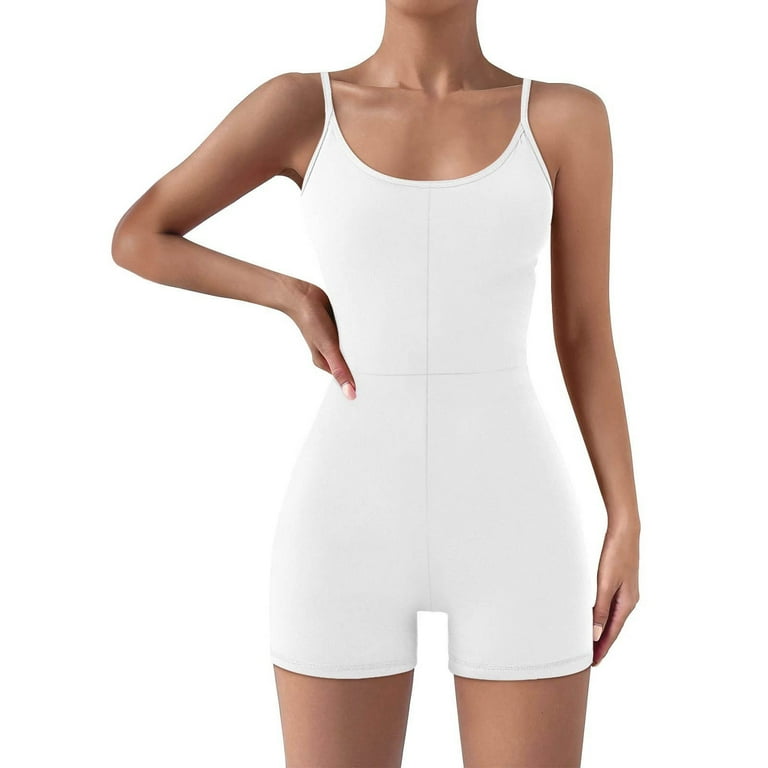 Booker Waist Trainer Women s Shapewear Bodysuit Jumpsuit Workout Set Wear Fashion Summer Clothing White Polyester XS Walmart