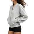 thumbnail image 3 of TEMOFON Jackets for Women Fleece Zip Up Jacket Womens Casual Bomber Fall Jacket Long Sleeve Gray Sweatshirts with Pockets L, 3 of 9
