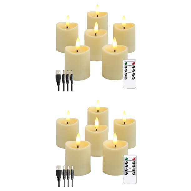 12x Velas LED, Velas Parpadeantes Sin Llama, Velas Recargables, Velas de Real con Control Remoto, Color Lechoso