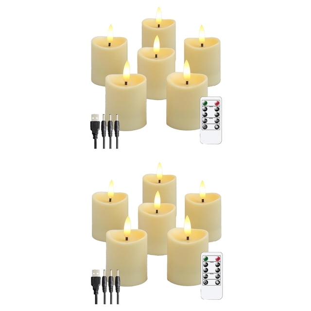 12x Velas LED, Velas Parpadeantes Sin Llama, Velas Recargables, Velas de Real con Control Remoto, Color Lechoso