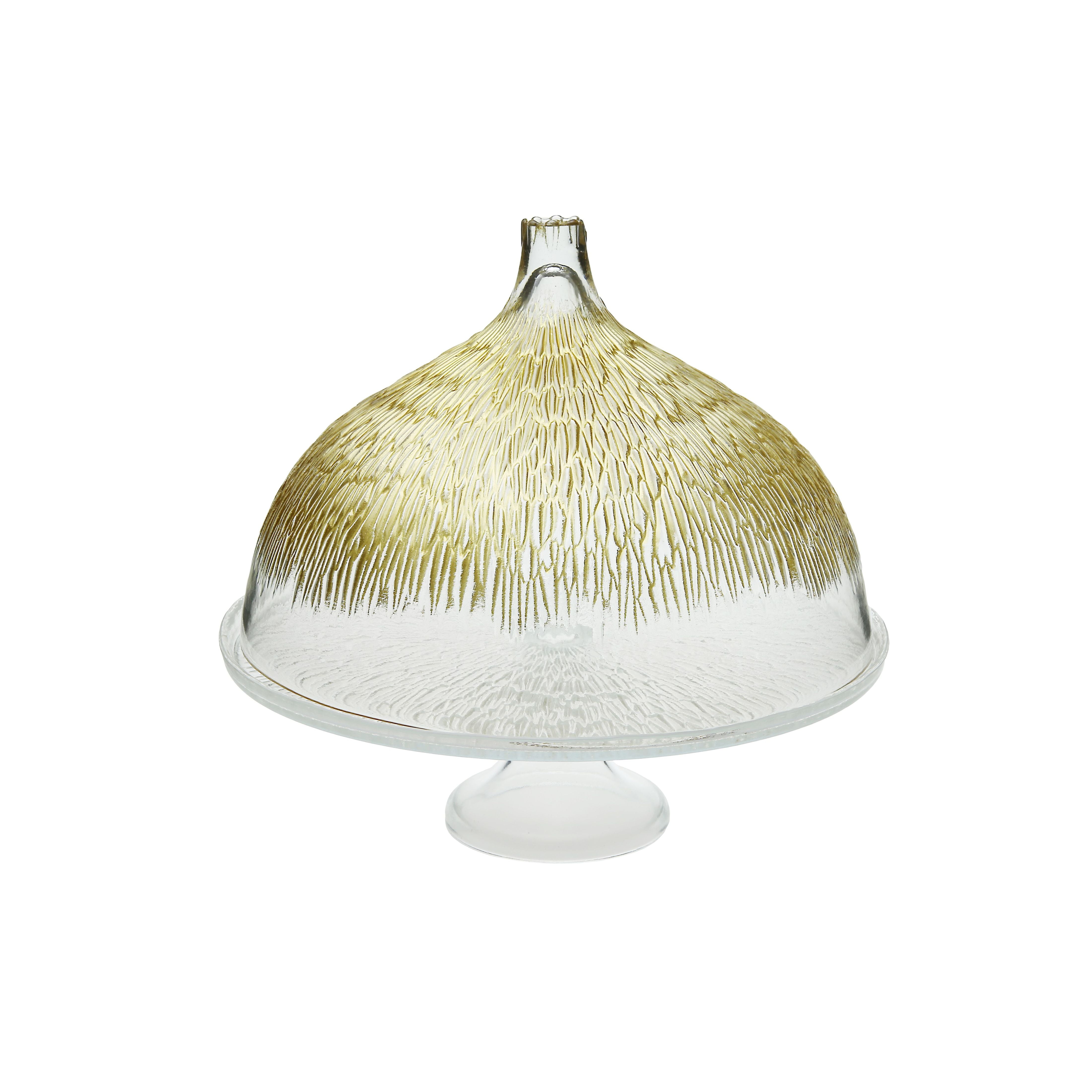 Classic Touch Decor Glass Cake Stand With Dome Gold Design Walmart