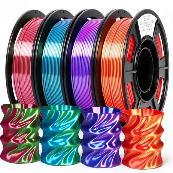 Epelay PLA 3D Printer Filament, 1.75mm, Dual Color Shiny Rainbow Series, 4 x 250g Bundle, Compatible with FDM Printers