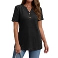 thumbnail image 3 of Fantaslook V Neck Tops for Women Short Sleeve Henry Shirts with Button Dressy Casual Summer Blouses Tops, 3 of 9