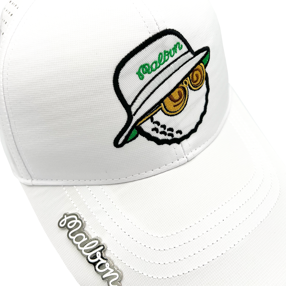 Malbon Golf Hat Hydro Vented + Buckets Ball Marker 2023 Session - White