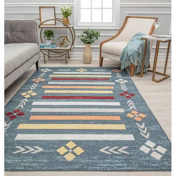 Rugs America Jaelyn JD10A Blue Harmony Tribal Bohemian Blue Area Rug, 2'6" x 4'