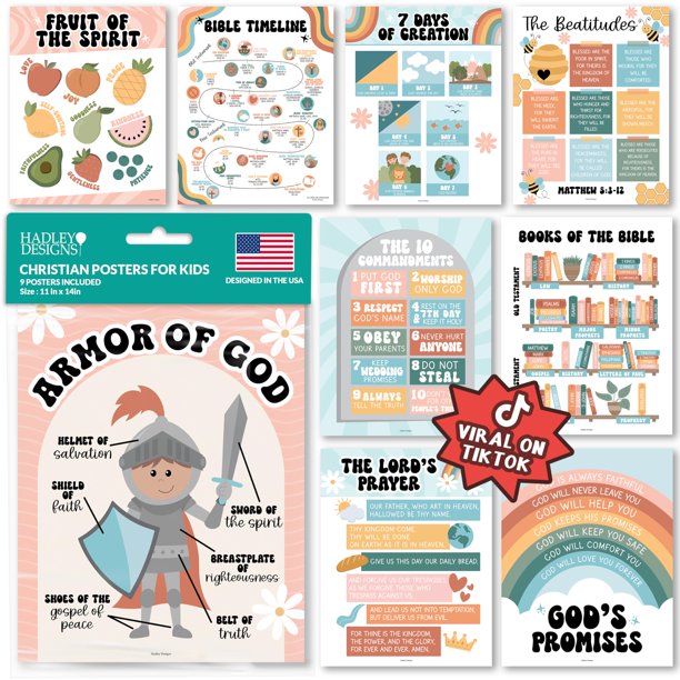 Decoración de aula: pósteres bíblicos para niños de Hadley Designs
