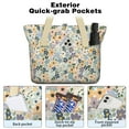 thumbnail image 2 of Tote Bag for Women - Pioneer Flower Shoulder Bag - Large Utility Work Duffle Bag with Zipper Handbag for Travel, Work, Sprots, 2 of 5