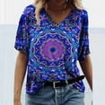 thumbnail image 1 of TIMIFIS Hauts d'Été pour Femmes T-Shirts Floraux Manches Courtes Tunique Décontractée Fendue sur le Côté, 1 of 3