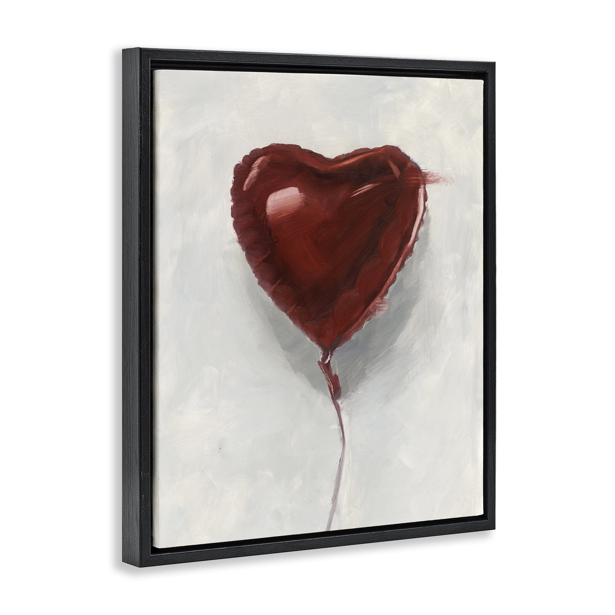 Stupell Industries Heart Shaped Balloon Black Framed Floater Canvas Wall Art, design by Ethan Harper