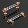 thumbnail image 2 of knobelite 1 Pack Kitchen Cabinet Handles Cabinet Pull 4 inch Hole Center Square Acrylic Clear Crystal Cabinet Handle, Rose Gold Zinc Alloy Solid Base Drawer Pull for Kitchen Cabinet Cupboard, 2 of 5