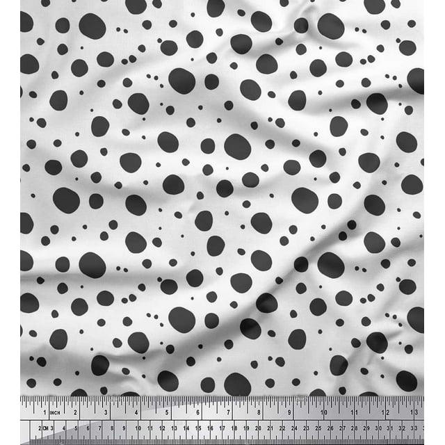 Soimoi Gray polyester Crepe Fabric Dots Dots Print Sewing Fabric Yard 52 Inch Wide