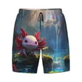 thumbnail image 4 of Lsque Mens Swim Trunks Pond Cute Axolotl Pattern - Bathing Suit Compression Liner - Beach Swim Shorts Swimwear - (S-3XL) - Stretch Quick Dry -, 4 of 9