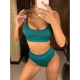 thumbnail image 2 of S - XL Sexy Female Swimsuit High Waist Bikini Women Swimwear Two-pieces Bikini set Bather Ribbed Bathing Suit Swim Lady V2375, 2 of 6