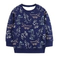 thumbnail image 2 of Bysome Boys Hoodies Dinosaur Print Long Sleeve Crew Neck Shirts Autumn Fashion Boys Sweatshirts Size 4-5 Years Navy, 2 of 3