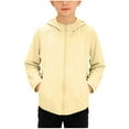 thumbnail image 2 of Girls Sun Jacket UPF50+ Long Sleeve Zip Up Hoodie Coat Fishing Hiking UV-Protection Light Cropped Outwear (2-3 Years, Yellow #A), 2 of 8