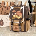 thumbnail image 3 of Jiibva Multi-Compartment Capybara Backpack Nylon Large Capacity Cartoon Capybara Bag Kawai Capybara Daypacks, 3 of 7
