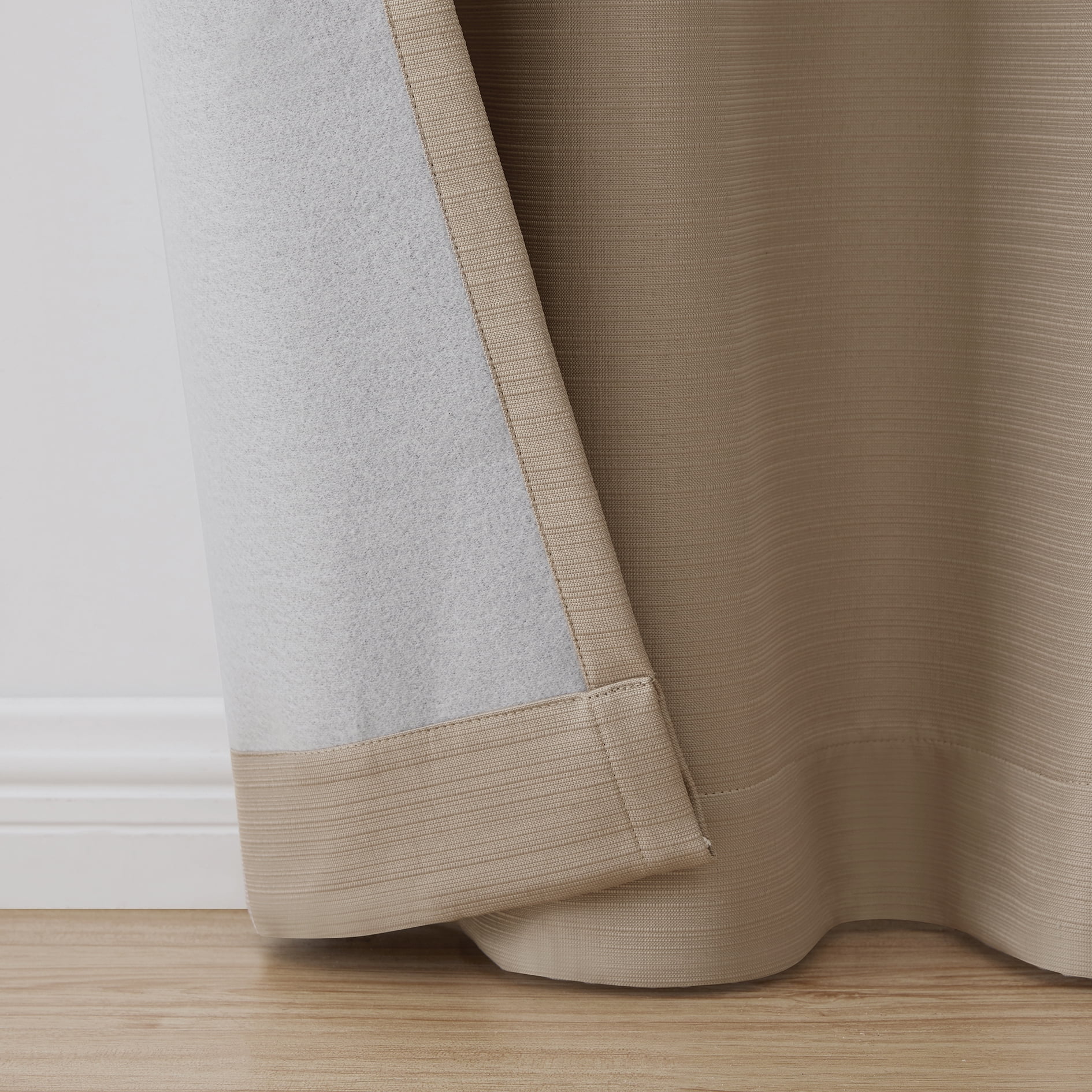 Serta So Dark 100% Blackout Beige Grommet Top Curtain Panel Pair, 37" x 84"
