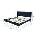 thumbnail image 3 of Tslinn Low Profile Upholstered Platform Bed,King Beds With Dark-Blue(Linen), 3 of 5