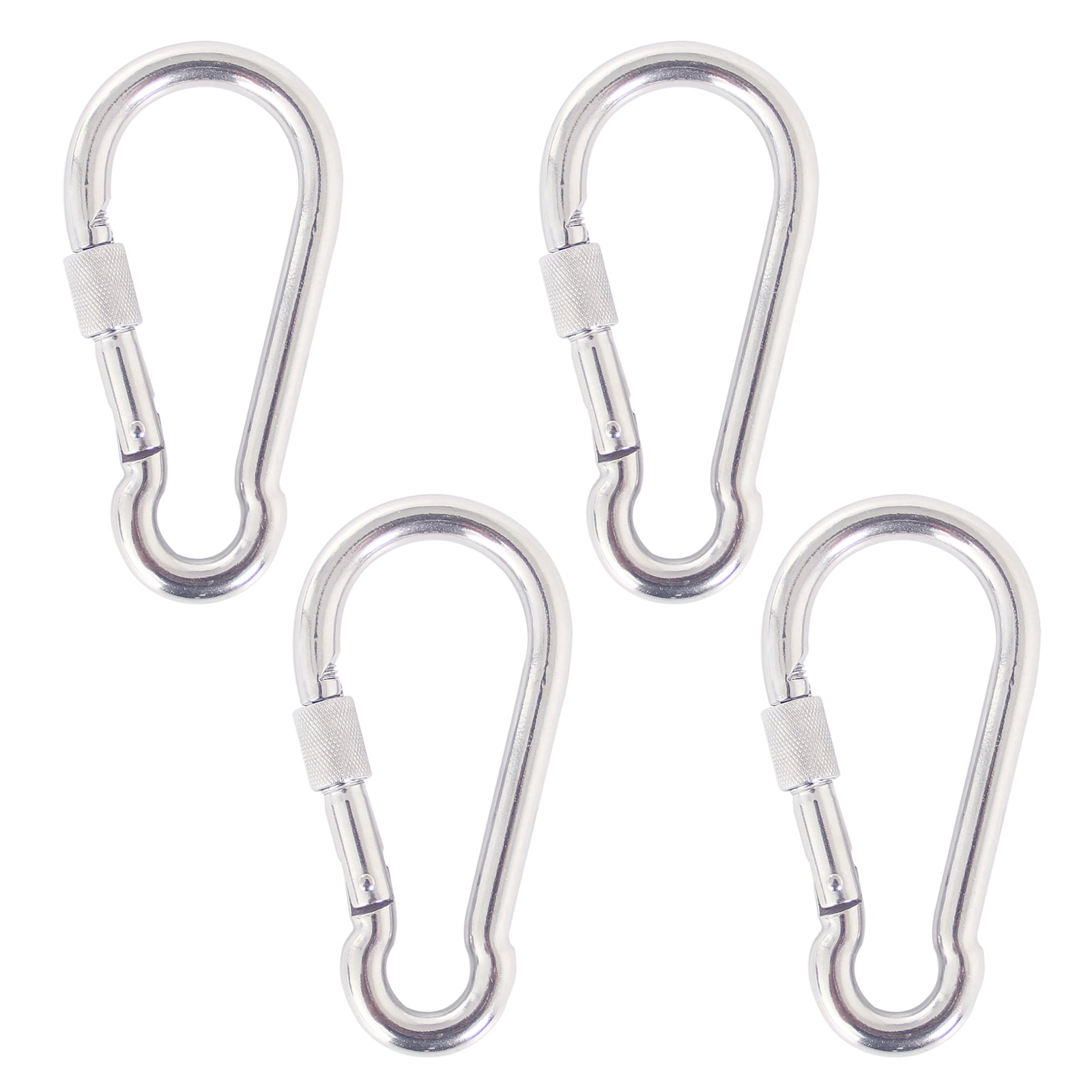 2.4 Inch Stainless Steel Locking Type Carabiner Clip Spring Snap Hook - 4  Packs Heavy Duty Carabiner Clips for Keys, Swing Set, Camping, Fishing,  Hiking Traveling, 250 lbs Capacity 