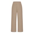 thumbnail image 3 of Diufon Fashion Elastic Waist Pants for Women Spring Summer Wide Leg Pants with Pockets Solid Color Trousers, 3 of 5