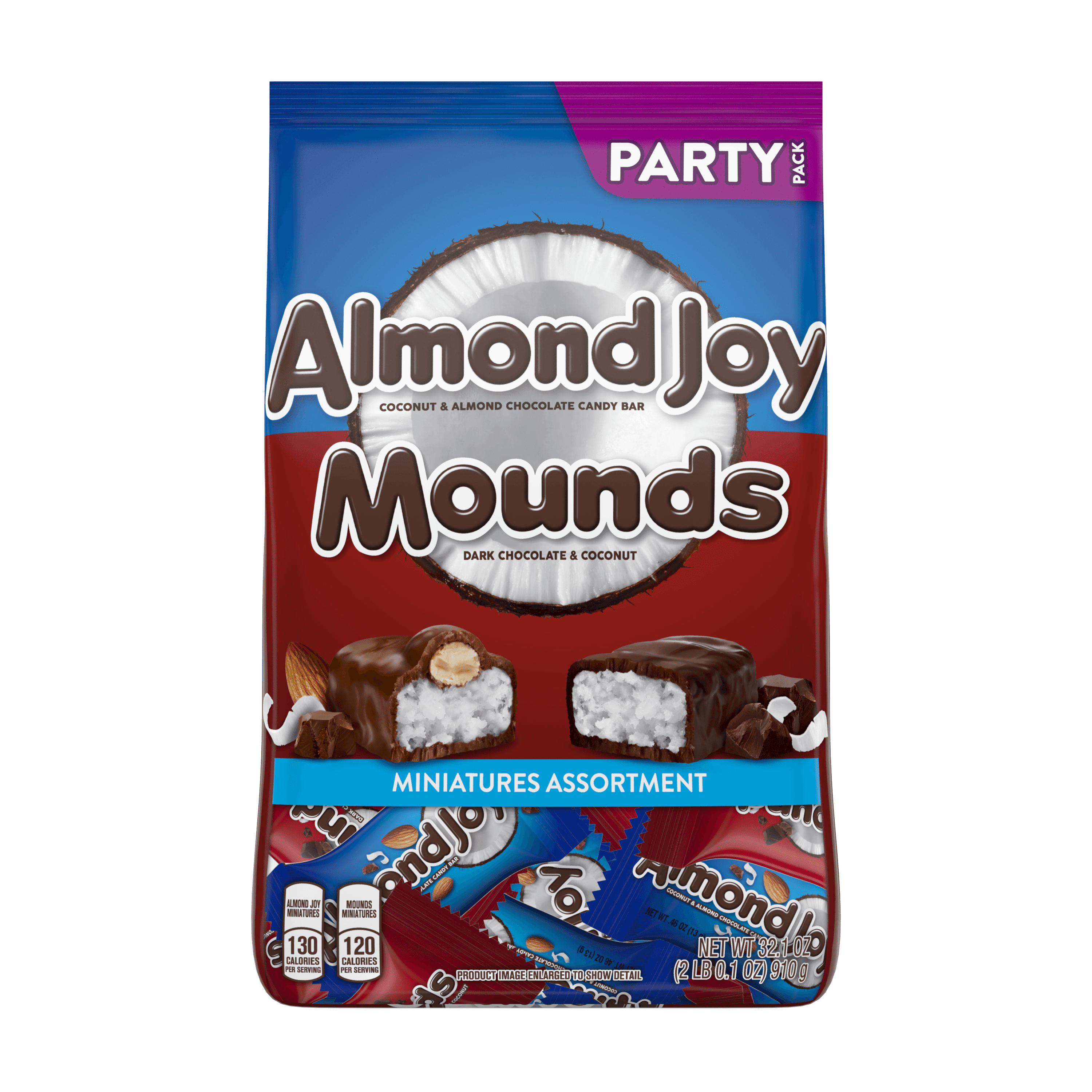 Almond Joy Mounds, Chocolate and Coconut Miniatures Candy, 32.1 Oz