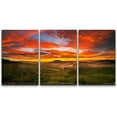 thumbnail image 3 of PixonSign Canvas Print Wall Art Set Neon Red Sunset Over The Valley Nature Wilderness Photography Realism Rustic Landscape Relax/Calm Multicolor Dark for Living Room, Bedroom, Office - 24"x36"x3, 3 of 5