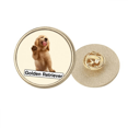 thumbnail image 1 of en retriever pet pose Round Metal Golden Pin Brooch Clip, 1 of 3