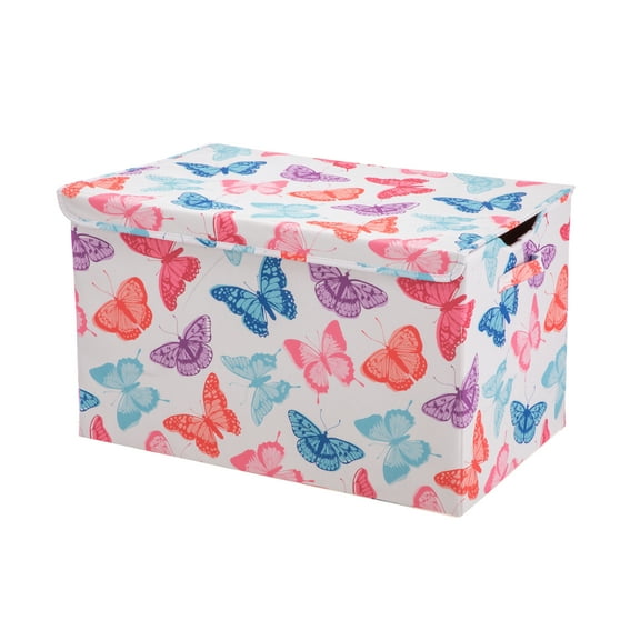 Your Zone Kids Butterfly Pattern Collapsible Toy Storage Trunk, 24 in x 14.8 in x 15 in