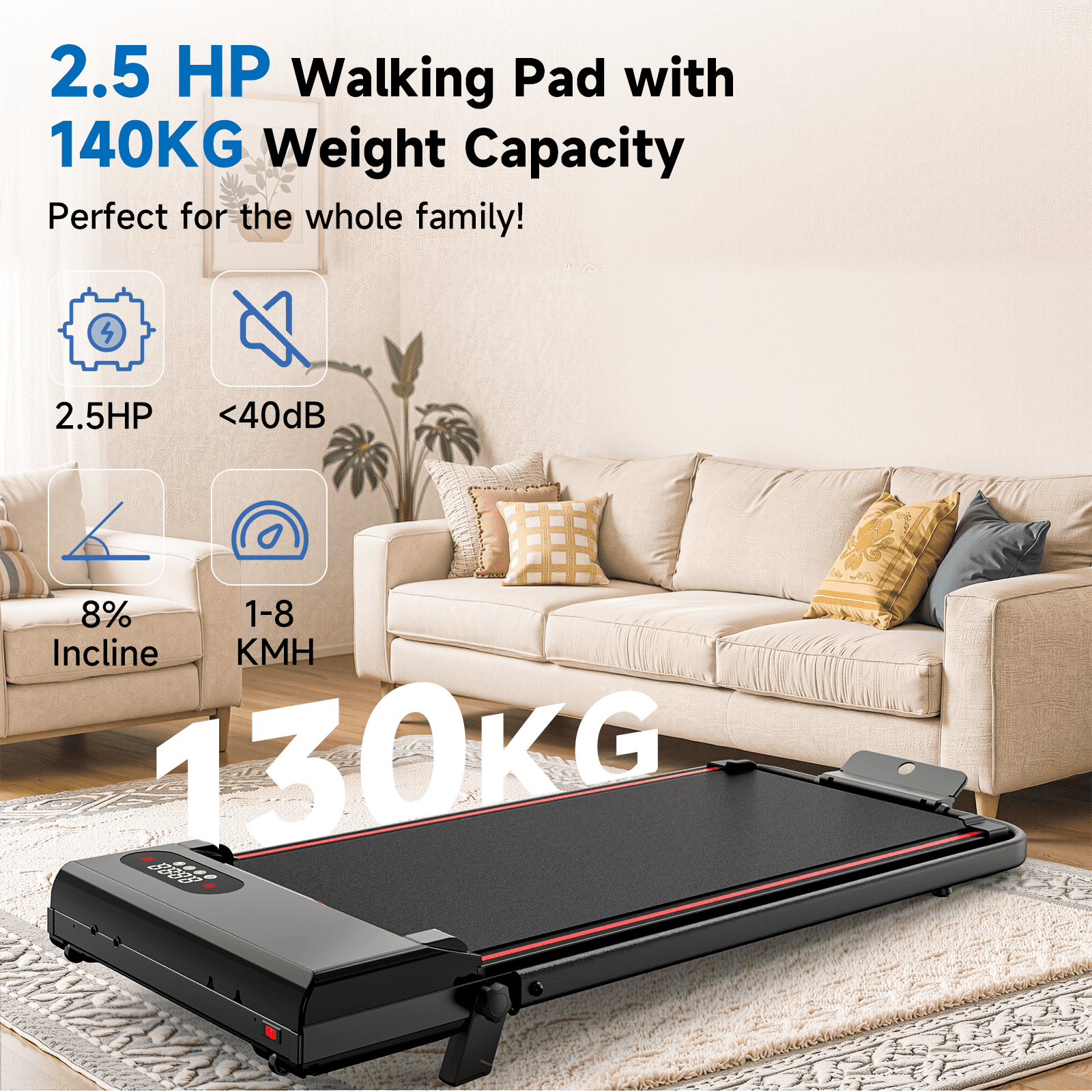 Evitormill 4 in 1 Foldable Treadmills with Handle/Handrails - 2.5HP Low Noise Folding Walking Pad, Supports 265 Lbs (Black)