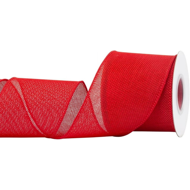 Joycrosso Burlap Wired Edge Ribbon 3 inch x 10 Yards, Red, Ideal for Crafting, Gift Wrapping, Wreath, Christmas Tree, and Rustic Wedding Decorations