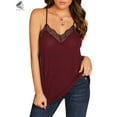 thumbnail image 3 of PULLIMORE Womens Sexy Cami Tank Top V Neck Lace Camisoles Summer Tops Casual Loose Spaghetti Strap Shirt Blouse（S, Wine Red), 3 of 7