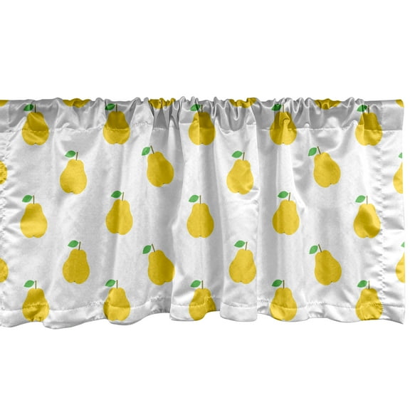 Ambesonne Fruit Window Valance, Graphic Pear Fruit Motifs, 54" X 18", Earth Yellow Green White